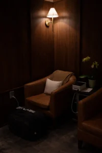 comfortable recovery space with compression therapy equipment in a wellness center