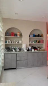 wellness product display with supplements and biohacking products in a recovery center