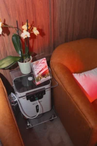 hyperbaric oxygen therapy machine in a wellness recovery lounge